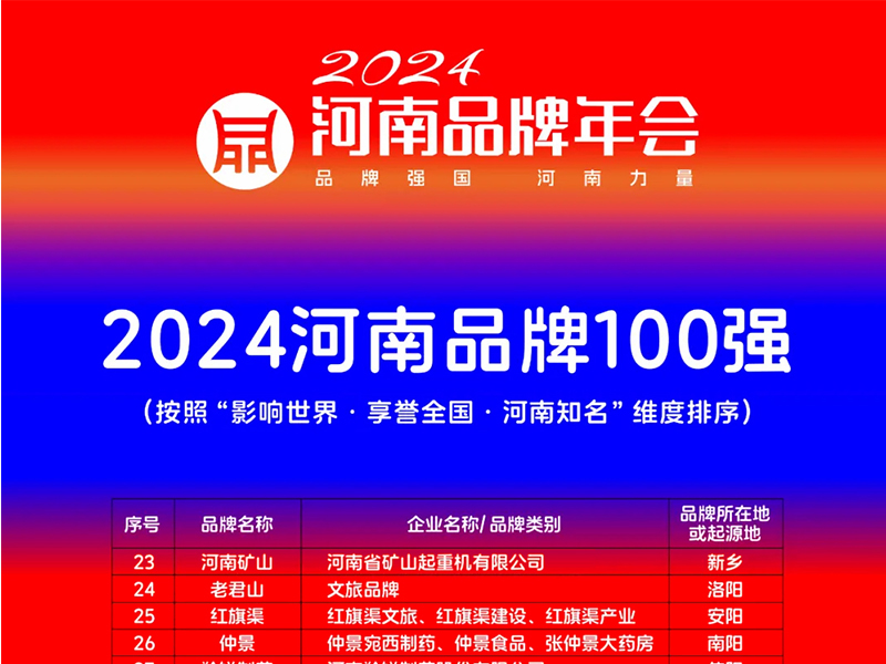 穩居百強，行業引 領｜河南礦山榮登“河南品牌100強”榜單